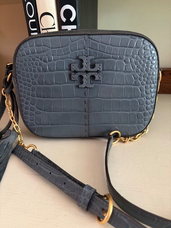 Tory Burch Handbags - TORY BURCH McGraw Croc Embossed Leather Camera Bag Crossbody